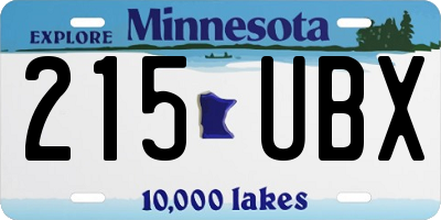 MN license plate 215UBX