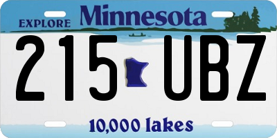 MN license plate 215UBZ