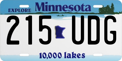 MN license plate 215UDG