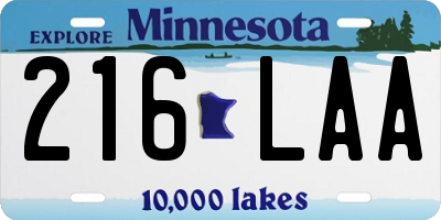 MN license plate 216LAA