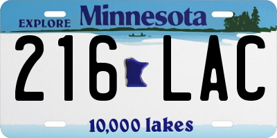 MN license plate 216LAC