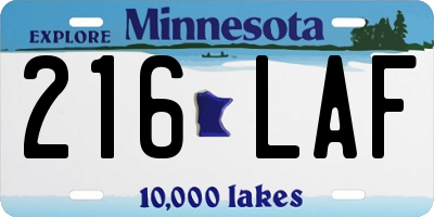 MN license plate 216LAF