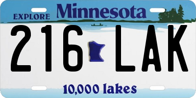 MN license plate 216LAK