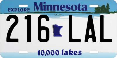 MN license plate 216LAL