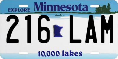 MN license plate 216LAM