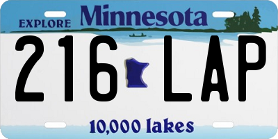 MN license plate 216LAP