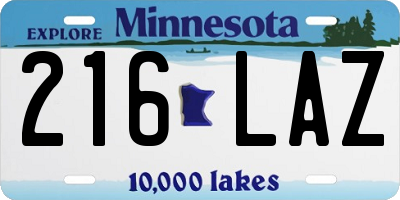MN license plate 216LAZ