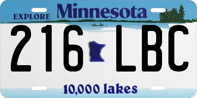 MN license plate 216LBC