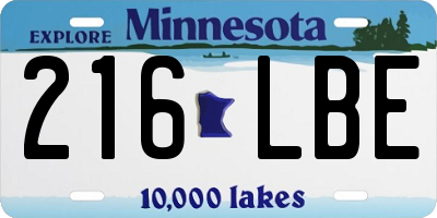MN license plate 216LBE