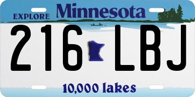 MN license plate 216LBJ