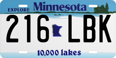 MN license plate 216LBK