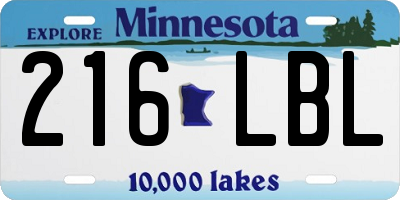 MN license plate 216LBL