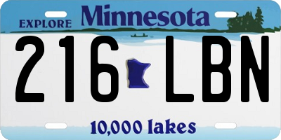 MN license plate 216LBN