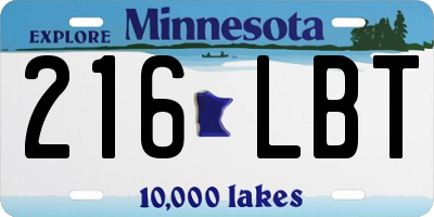 MN license plate 216LBT