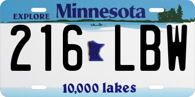 MN license plate 216LBW