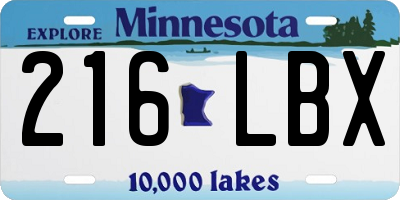 MN license plate 216LBX