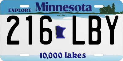 MN license plate 216LBY
