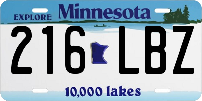 MN license plate 216LBZ