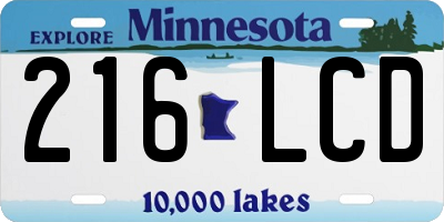 MN license plate 216LCD