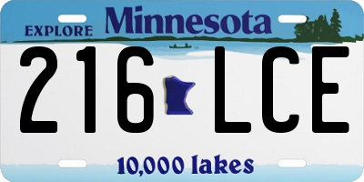 MN license plate 216LCE