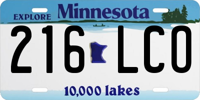 MN license plate 216LCO