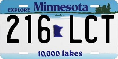 MN license plate 216LCT