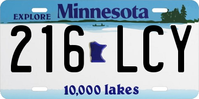 MN license plate 216LCY
