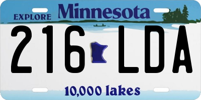 MN license plate 216LDA