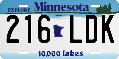 MN license plate 216LDK