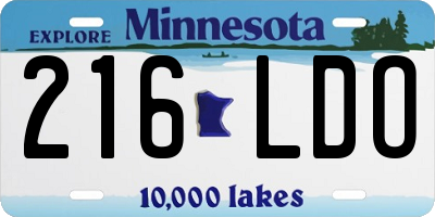 MN license plate 216LDO