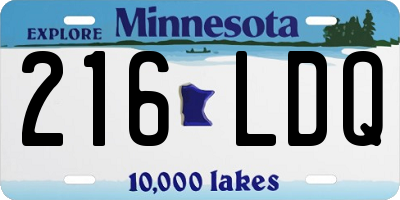 MN license plate 216LDQ