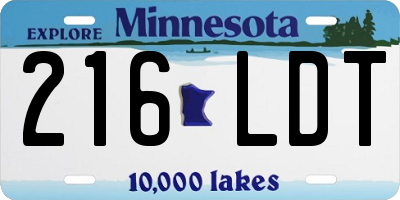 MN license plate 216LDT
