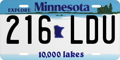 MN license plate 216LDU