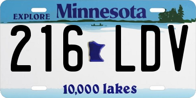 MN license plate 216LDV