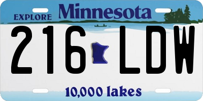 MN license plate 216LDW