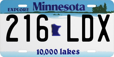 MN license plate 216LDX