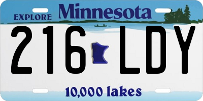 MN license plate 216LDY