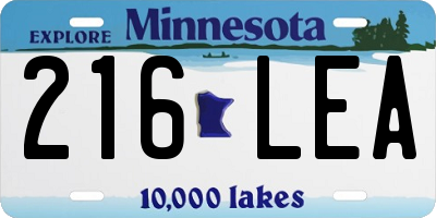 MN license plate 216LEA