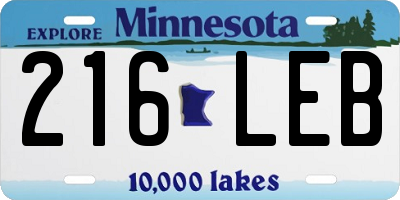 MN license plate 216LEB