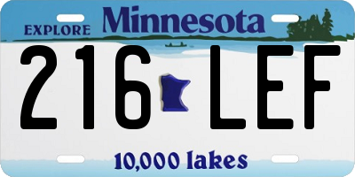 MN license plate 216LEF