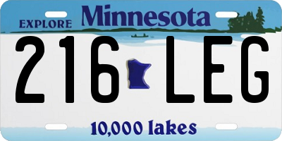 MN license plate 216LEG
