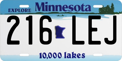 MN license plate 216LEJ