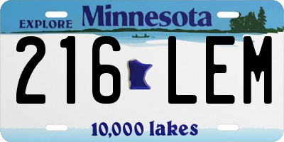 MN license plate 216LEM