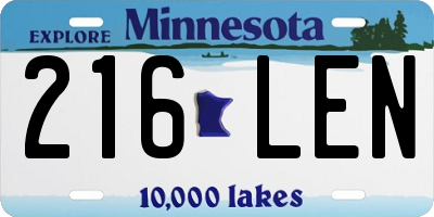 MN license plate 216LEN