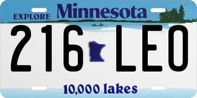 MN license plate 216LEO