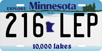 MN license plate 216LEP