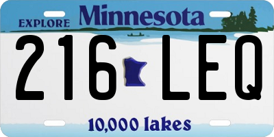 MN license plate 216LEQ