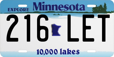 MN license plate 216LET
