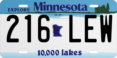 MN license plate 216LEW