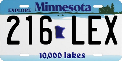 MN license plate 216LEX